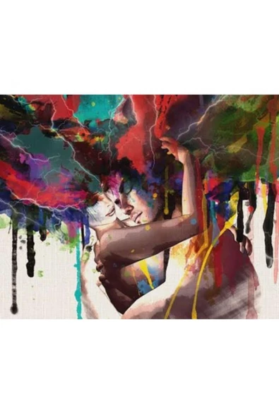 Canvas Renkli Anlar Sayılarla Boyama Seti  Kasnaklı 70 x 90 cm ürün görseli