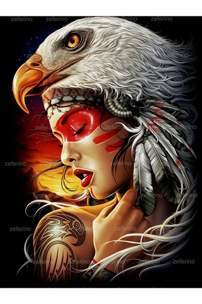 Canvas Kartal Kadın Sayılarla Boyama Seti Kasnaklı 60 x 75 cm ürün görseli 1