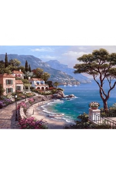 Canvas Sahil Manzarası Sayılarla Boyama Seti  Kasnaklı 100 x 140 cm ürün görseli