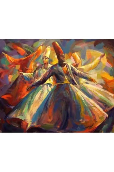 Canvas Mevlana 2 Sayılarla Boyama Seti Rulo - 1