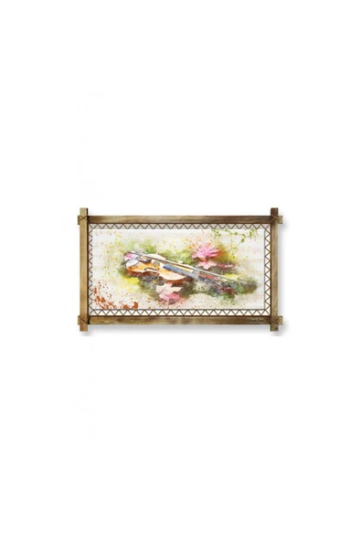 Kanvas Keman Led Işıklı Rustik Tablo 66 x 45 cm ürün görseli 1