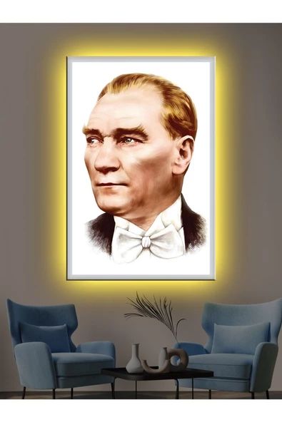 Led Işıklı Atatürk Şık Hediyelik Kanvas Tablo ürün görseli 1