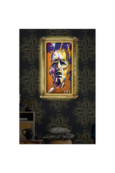 Defnada Kanvas Soyut Led Işıklı Rustik Tablo - Resim 2