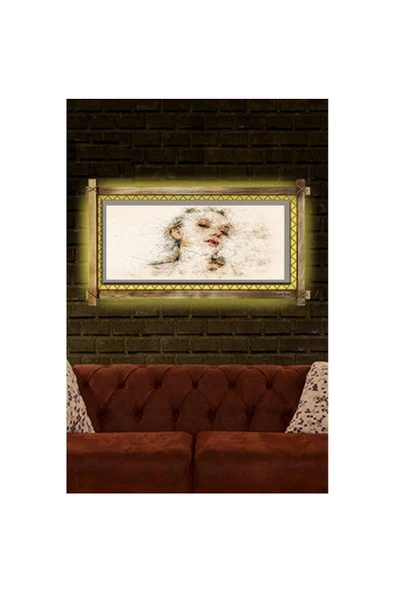 Kanvas Soyut Led Işıklı Rustik Tablo 66 x 45 cm - 2