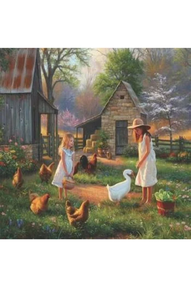 Canvas Çiftlik Günlüğü Sayılarla Boyama Seti   Kasnaklı 100 x 140 cm ürün görseli 1