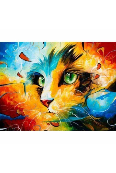 Canvas Kedi Portre 2 Sayılarla Boyama Seti Kasnaklı 70 X 90 Cm - 1