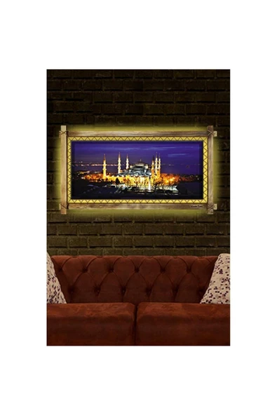 Kanvas Camii Led Işıklı Rustik Tablo - Resim 2
