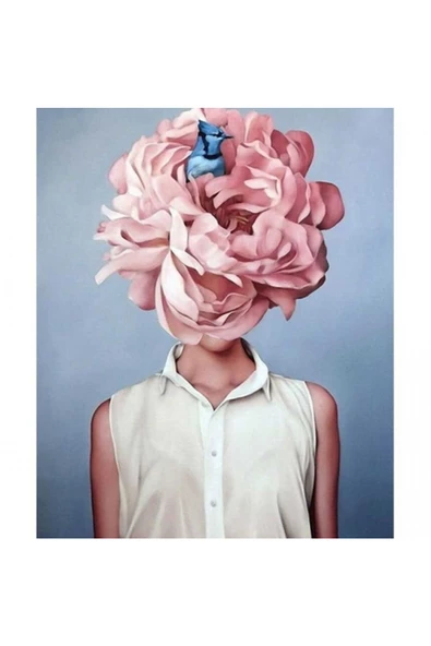 Canvas Çiçek Kadın 27 Sayılarla Boyama Seti  Kasnaklı 70 x 90 cm