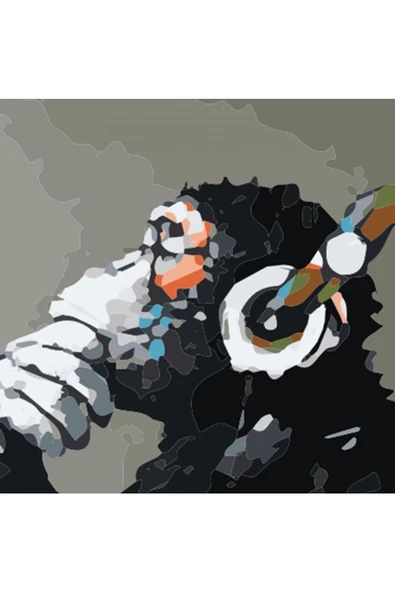 Canvas Maymun Sayılarla Boyama  Seti  Kasnaklı 40 x 50 cm ürün görseli