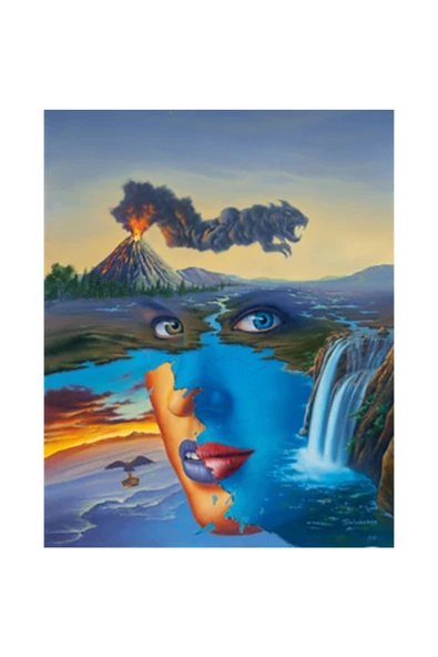 Canvas Kadının Evrendeki Gözü Sayılarla Boyama Seti  Kasnaklı 60 x 75 cm - Resim 2