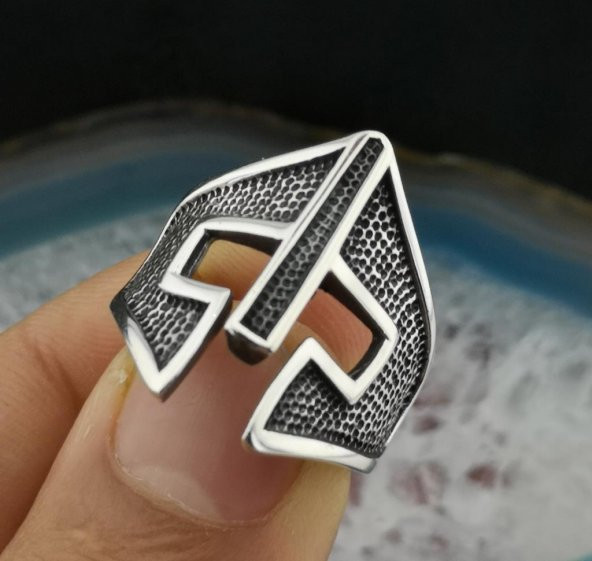 Özel Miğfer Tasarımlı 925 Ayar Gümüş Yüzük - Resim 3