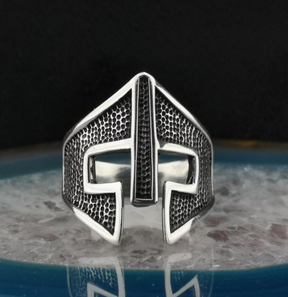 Özel Miğfer Tasarımlı 925 Ayar Gümüş Yüzük - Resim 5