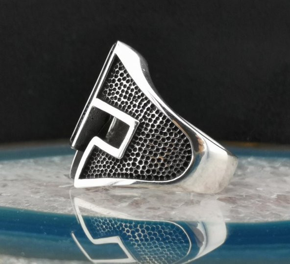 Özel Miğfer Tasarımlı 925 Ayar Gümüş Yüzük - Resim 6