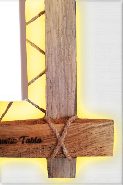 Kanvas Şemsiyeli Kadın Led Işıklı Rustik Tablo 66 X 45 Cm - 5