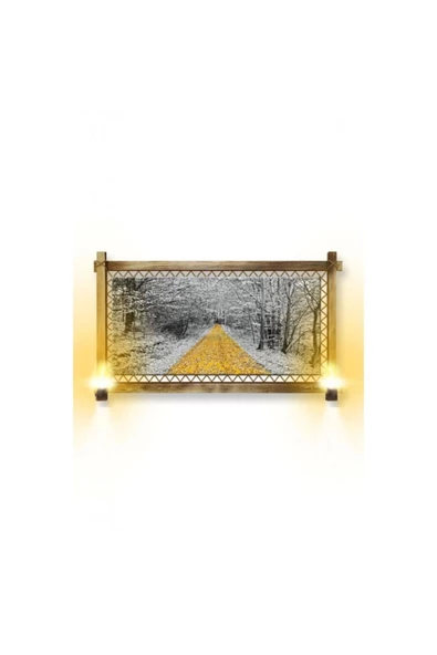 Kanvas Orman Sarı Yol Rustik Lambalı Tablo ürün görseli 1