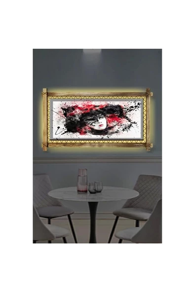 Kanvas Soyut Kadın Led Işıklı Rustik Tablo - Resim 2