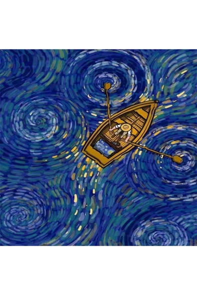 Canvas Kayıktaki Van Gogh Sayılarla Boyama Seti Rulo ürün görseli 1