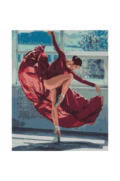 Canvas Kırmızı Dans Sayılarla Boyama Seti Kasnaklı 70 X 90 Cm - 1