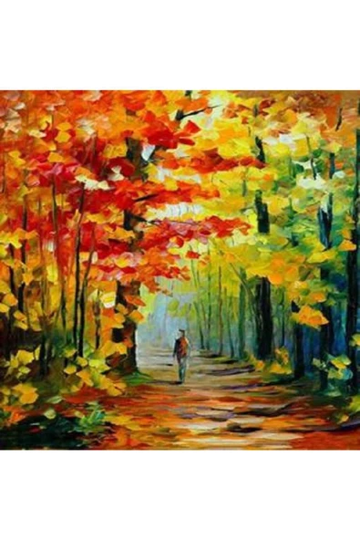 Canvas Sonbahar Ve Renkler Sayılarla Boyama Seti   Kasnaklı 60 x 75 cm ürün görseli 1