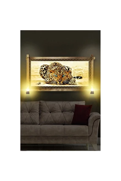 Kanvas Leopar Rustik Lambalı Tablo - 2