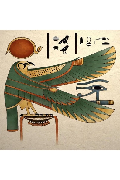 Canvas Mısır Tanrısı Horus Sayılarla Boyama Seti  Kasnaklı 60 x 75 cm ürün görseli 1