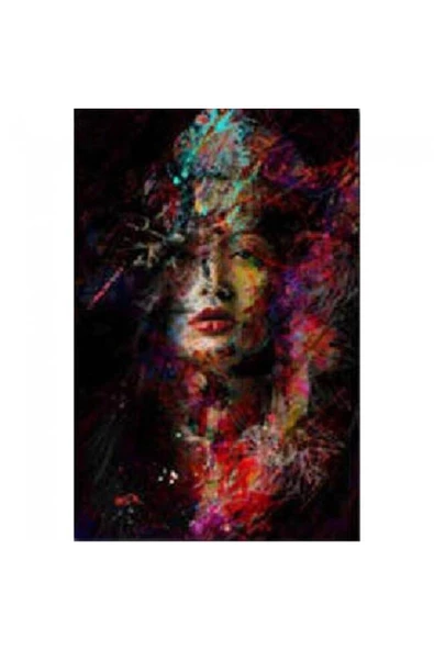 Canvas Gizemli Kadın Sayılarla Boyama Seti Kasnaklı 70 X 90 Cm ürün görseli 1