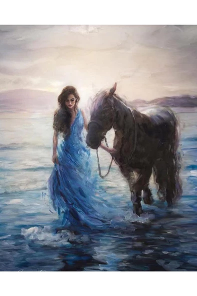 Canvas Mavi Hayaller Sayılarla Boyama Seti   Kasnaklı 100 x 140 cm