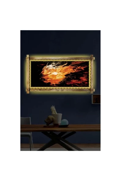 Defnada Kanvas Soyut Led Işıklı Rustik Tablo - Resim 2