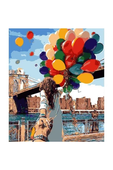 Canvas Romantik Süpriz Sayılarla Boyama Seti  Kasnaklı 100 x 140 cm ürün görseli 1