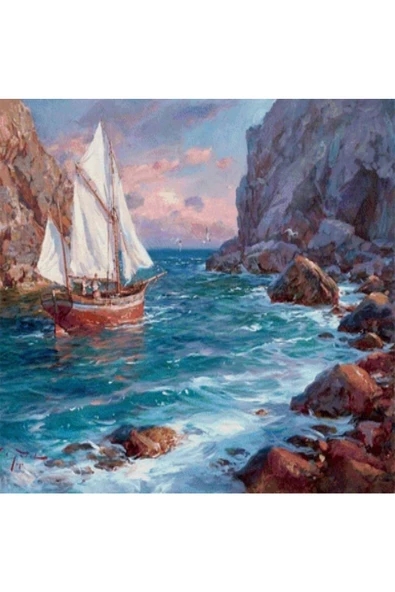 Canvas Yelkenli Kıyıda Sayılarla Boyama Seti Rulo ürün görseli 1