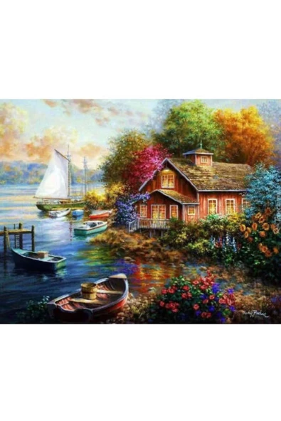 Canvas Hayalimdeki Evim Sayılarla Boyama Seti  Kasnaklı 50 x 65 cm ürün görseli 1