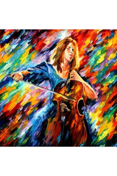 Canvas Renkli Kemancı Sayılarla Boyama Seti  Kasnaklı 100 x 140 cm ürün görseli 1