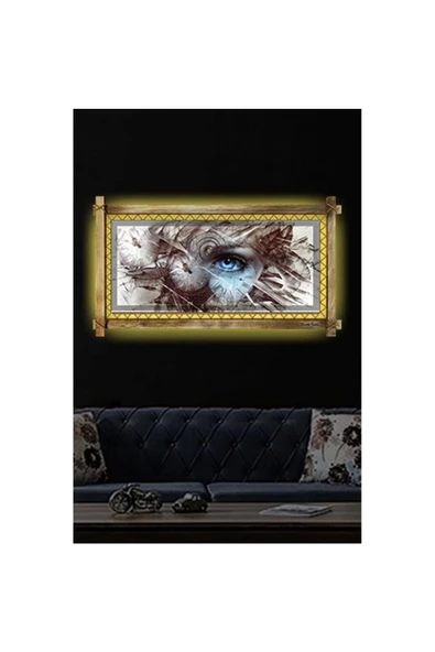 Defnada Kanvas Soyut Göz Led Işıklı Rustik Tablo ürün görseli 1