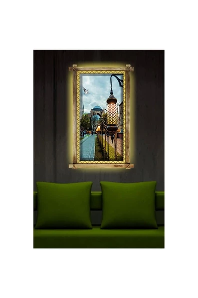 Defnada Kanvas İstanbul Led Işıklı Rustik Tablo - Resim 2