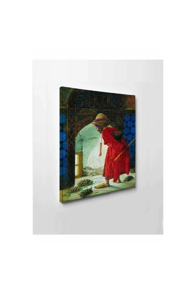 Kanvas Tablo Dünyaca Ünlü Kaplumbağa Terbiyecisi Led Işıklı - 70 x 100 cm - Resim 2