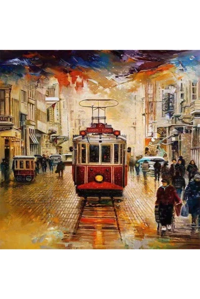 Canvas İstiklalde Kış Sayılarla Boyama Seti  Kasnaklı 40 x 50 cm ürün görseli 1