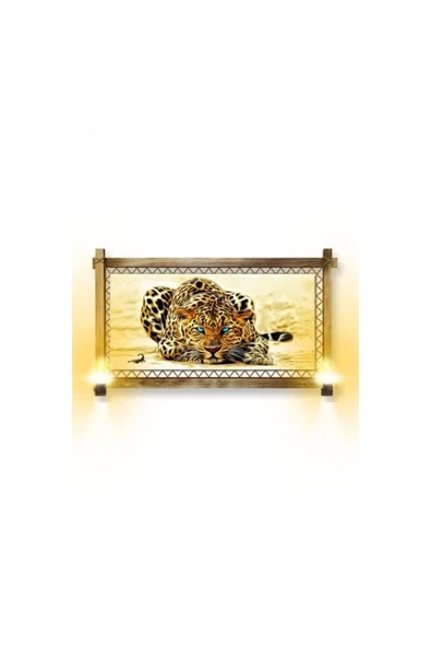 Kanvas Leopar Rustik Lambalı Tablo - 1