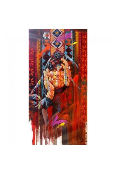 Canvas Yörük Kadını Sayılarla Boyama Seti  Kasnaklı 60 x 75 cm