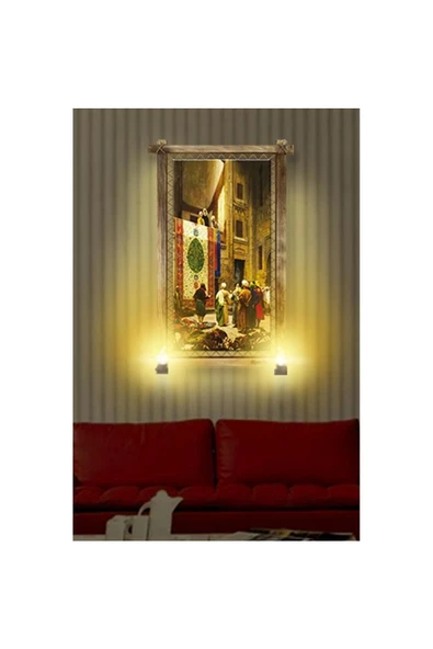 Kanvas Acem Halı Pazarı Rustik Lambalı Tablo - Resim 2