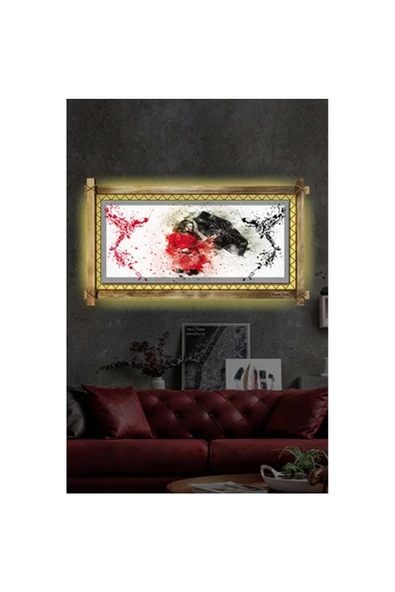 Kanvas Şemsiyeli Kız Led Işıklı Rustik Tablo - Resim 2