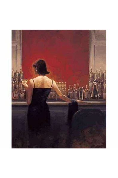 Canvas Bardaki Kadın Sayılarla Boyama Seti Kasnaklı 40 X 50 Cm ürün görseli 1