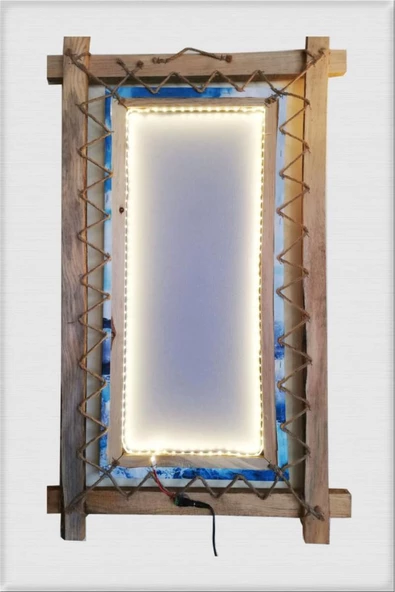 Kanvas Şemsiyeli Kadın Led Işıklı Rustik Tablo 66 X 45 Cm - 4