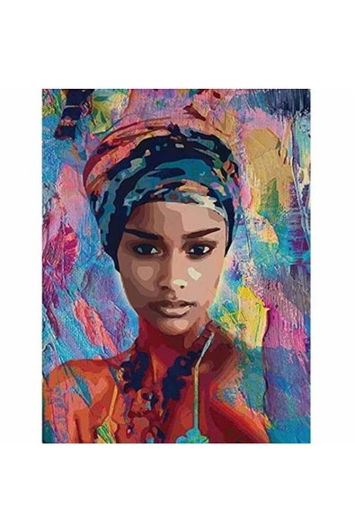 Canvas Afrikalı Güzel 6 Sayılarla Boyama Seti Kasnaklı 40 X 50 Cm ürün görseli 1