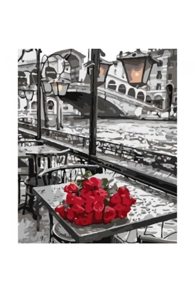 Canvas Masadaki Gül Sayılarla Boyama Seti Rulo 40 X 50 Cm ürün görseli 1