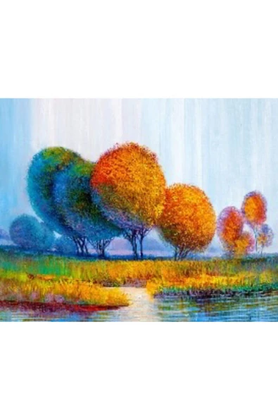 Canvas Bir Son Bahar Vakti Sayılarla Boyama Seti   Kasnaklı 60 x 75 cm ürün görseli 1