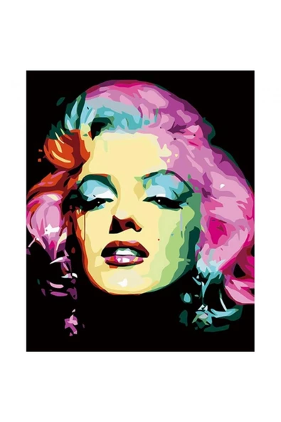 Canvas Marilyn Monroe Renkli Sayılarla Boyama Seti  Kasnaklı 70 x 90 cm