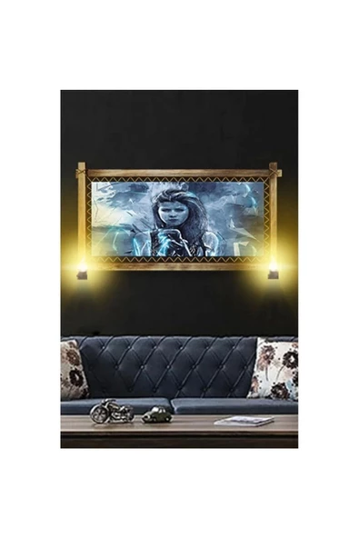 Kanvas Mavi Kız Rustik Tablo - Resim 2