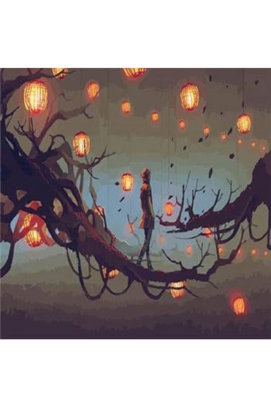 Canvas Düşler Ormanı Sayılarla Boyama Seti   Kasnaklı 50 x 65 cm ürün görseli 1