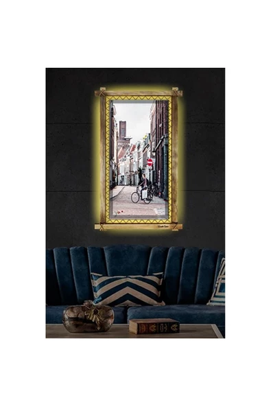 Kanvas Sokak Led Işıklı Rustik Tablo - Resim 2