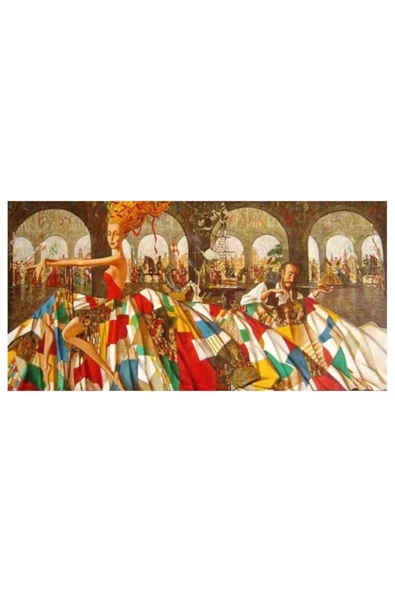 Renkli Elbise Sayılarla Boyama Seti Çerçeveli Kasnaklı